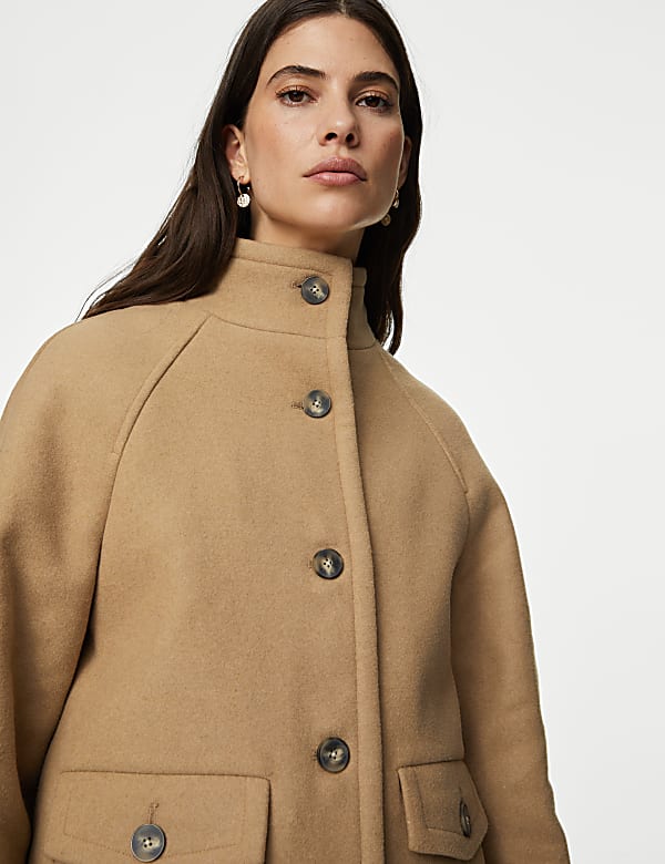 Wool Blend High Neck Coat - US