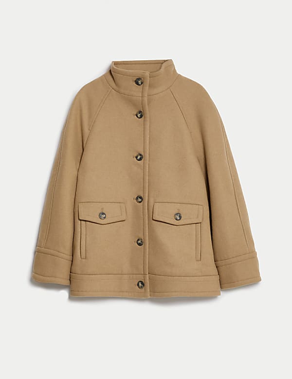 Wool Blend High Neck Coat - US