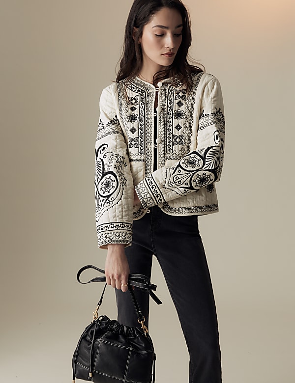 Pure Cotton Embroidered Short Jacket - DK
