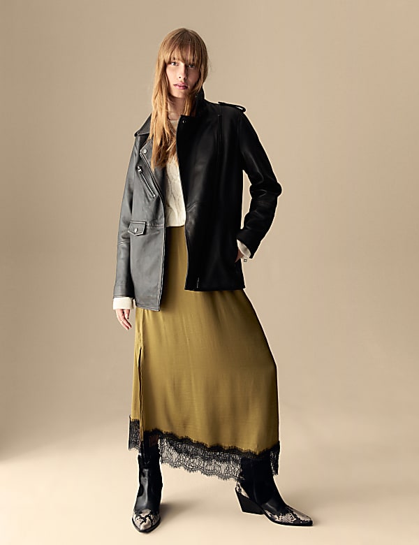 Leather Longline Girlfriend Biker Jacket - EE