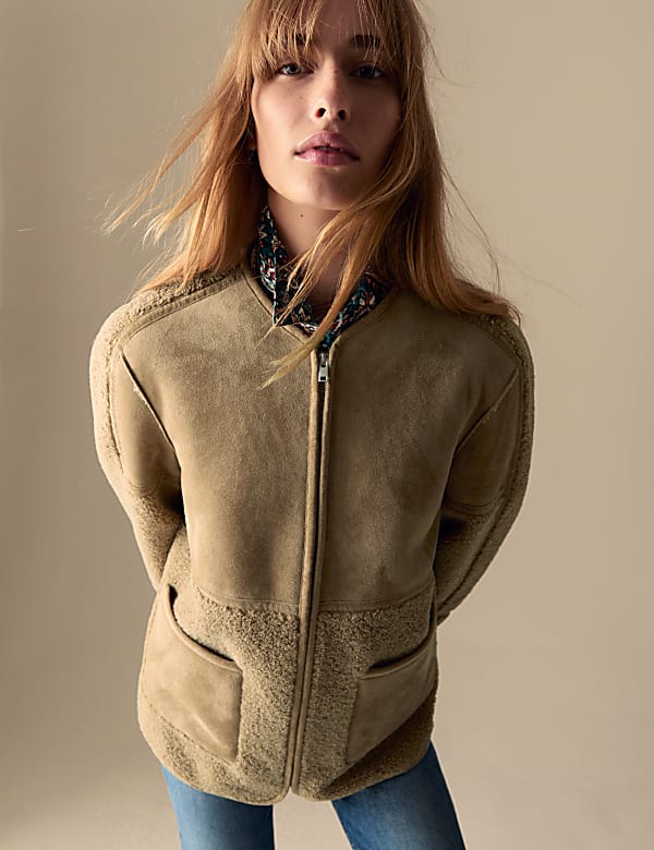 Faux Shearling Textured Jacket - US