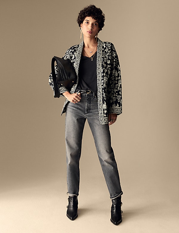 Pure Cotton Floral Quilted Jacket - TW