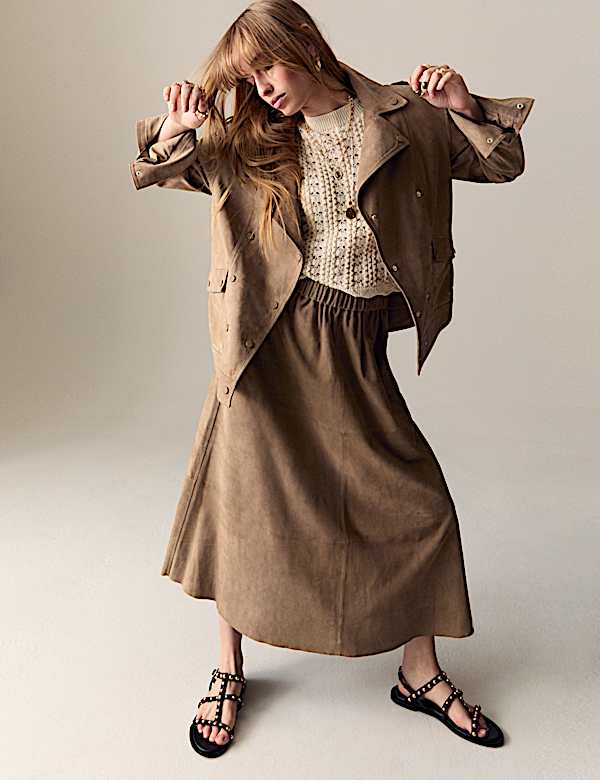 Motorjack van suède met kraag - NL