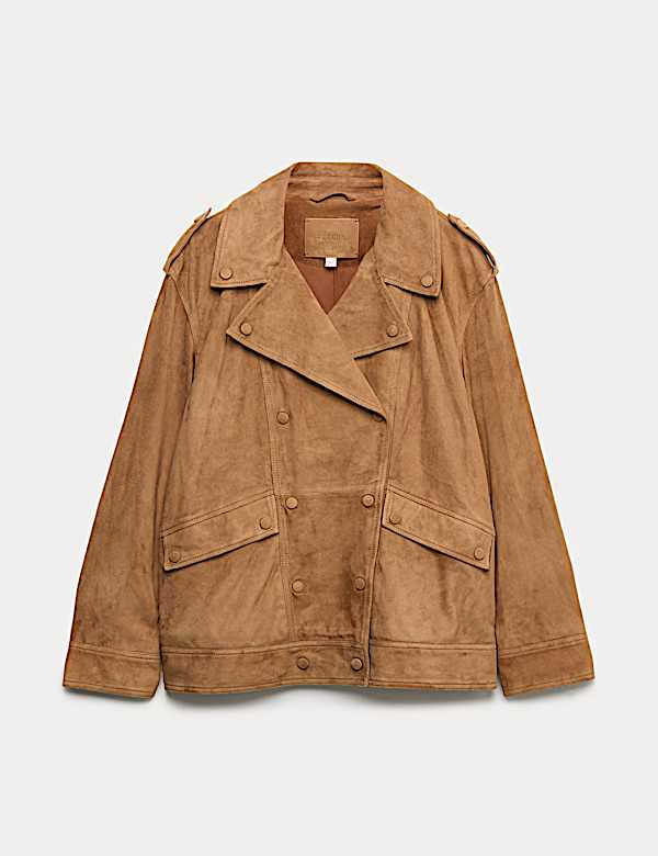 Suede Collared Biker Jacket - DE