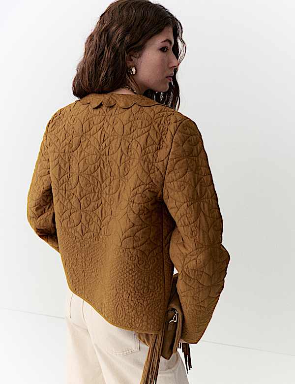 Pure Cotton Embroidered Quilted Jacket
