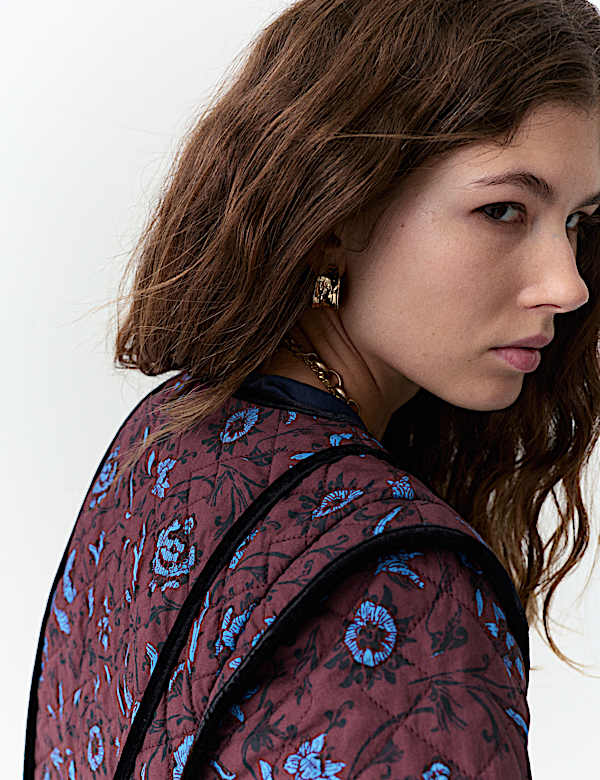 Jaket Katun Murni Lapisan Rajut Bermotif dengan Tali Depan - ID