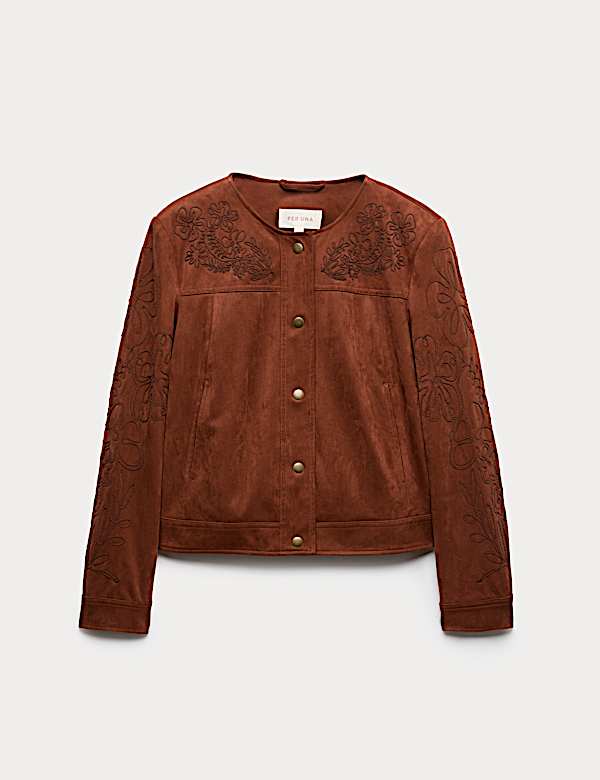 ז'קט קורנלי רקום בגימור דמוי זמש - IL