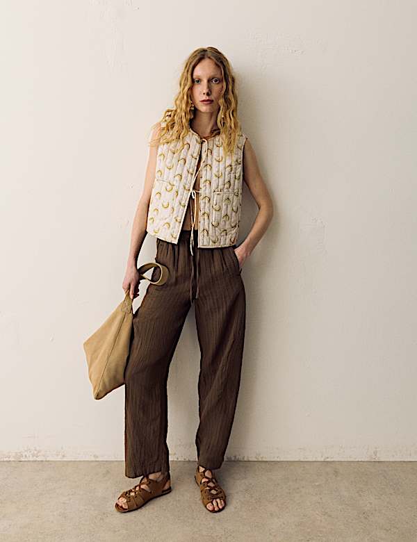 Pure Cotton Printed Quilted Reversible Gilet - ES