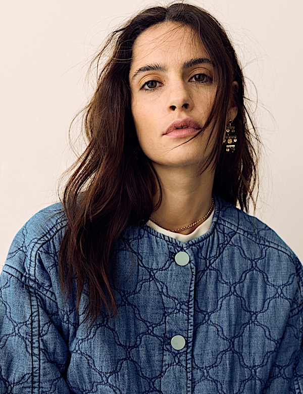 ז'קט ג'ינס בומבר בדוגמת קווילט - IL