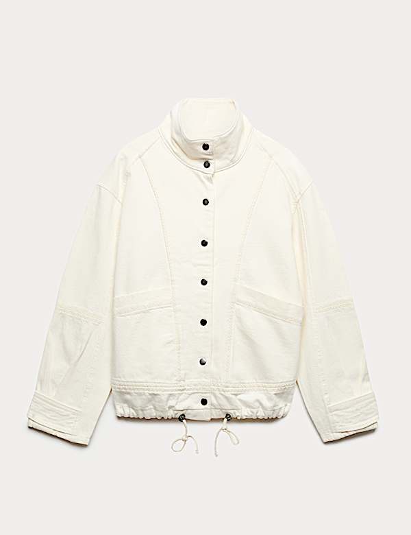 Denim Cross Stitch Casual Utility Jacket - DE