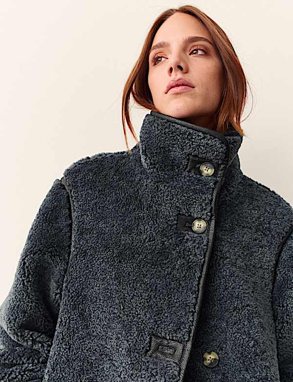 Borg Textured Funnel Neck Coat - UA