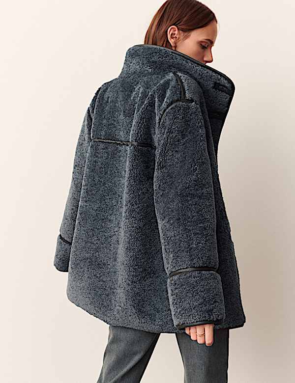 Borg Textured Funnel Neck Coat - UA