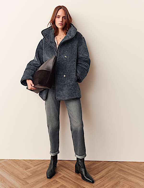 Borg Textured Funnel Neck Coat - UA