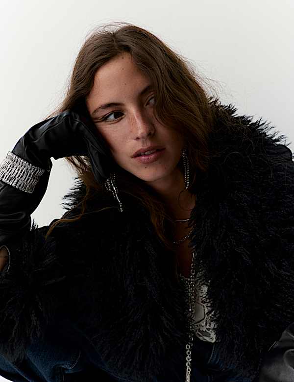 Faux Fur Trim Longline Coat - BE