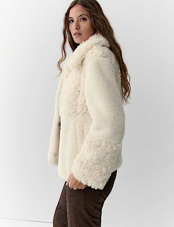 Faux Fur Panelled Coat - NZ