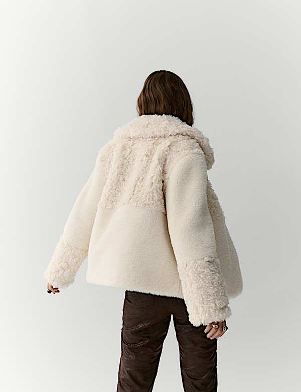 Faux Fur Panelled Coat - NZ