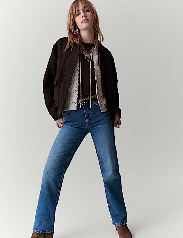 Suedette Collared Bomber Jacket - AL