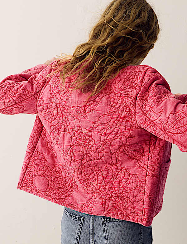 Pure Cotton Floral Quilted Jacket - LU