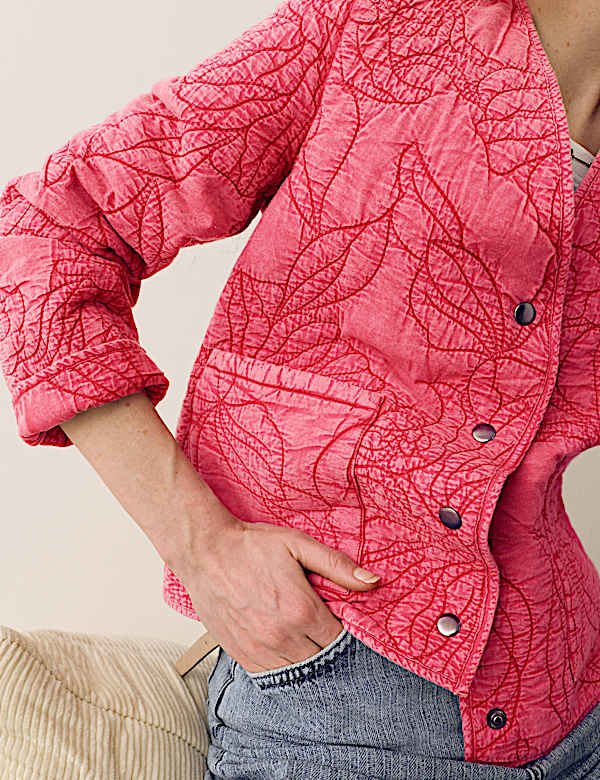 Pure Cotton Floral Quilted Jacket - LU