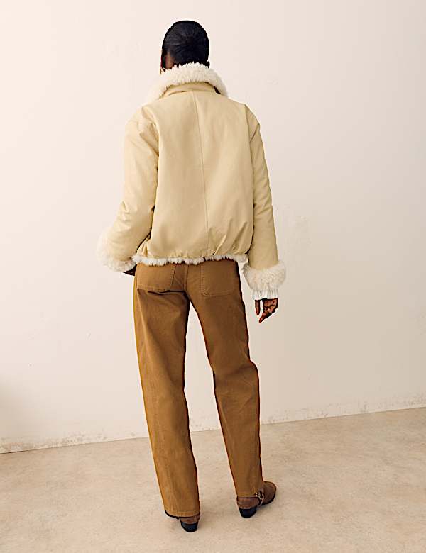 Faux Fur Reversible Bomber Jacket - CN