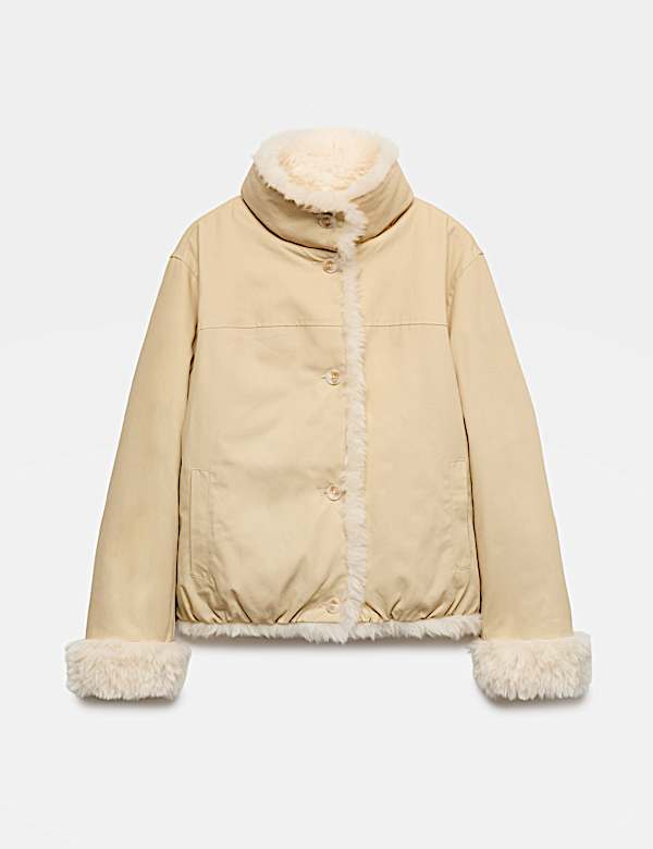 Faux Fur Reversible Bomber Jacket - CN