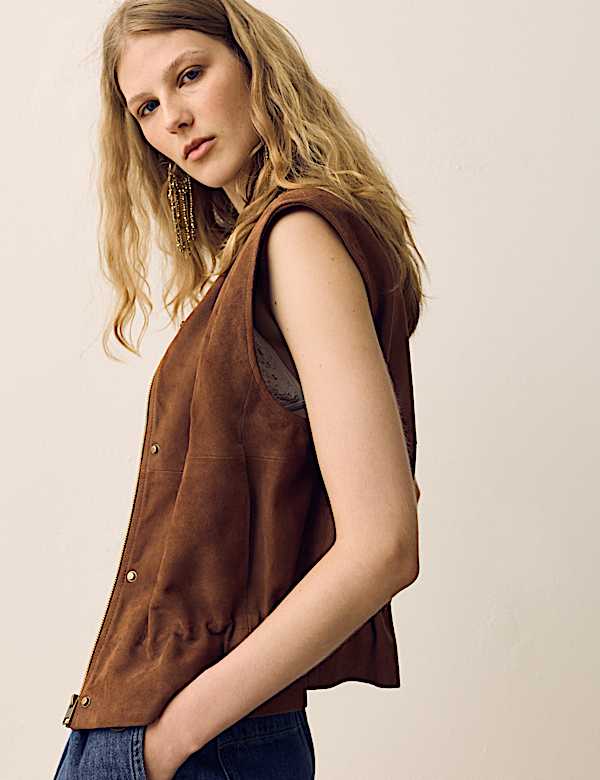 Suede Adjustable Toggle Waist Gilet - LU