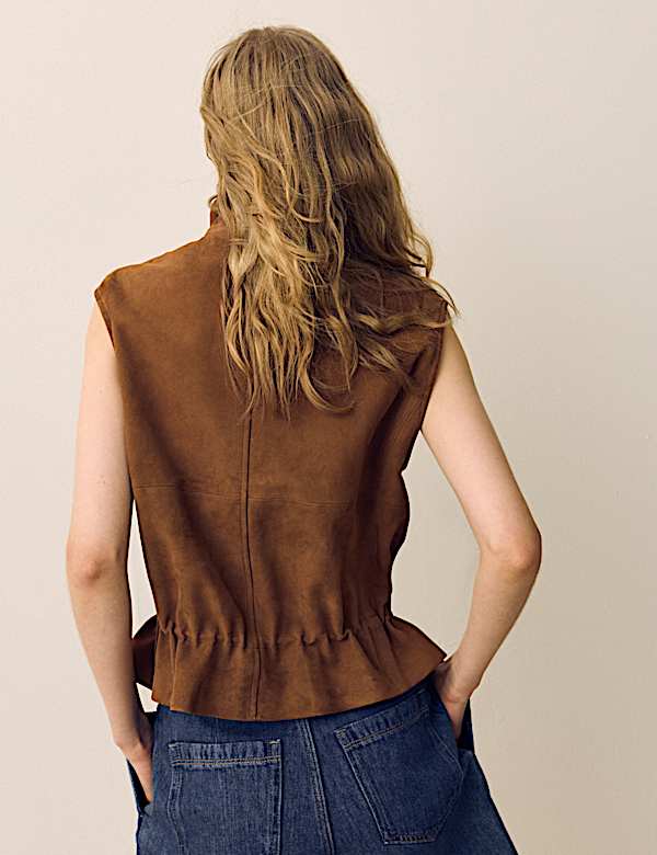 Suede Adjustable Toggle Waist Gilet - LU