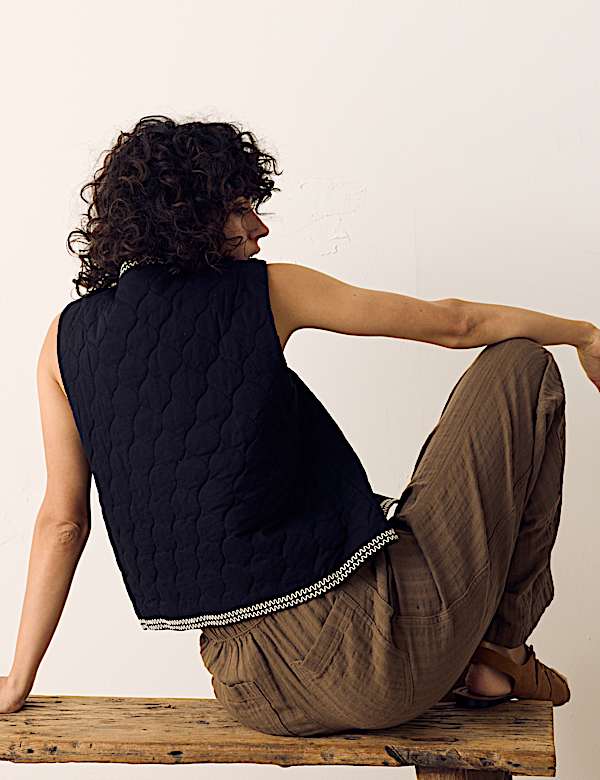 Pure Cotton Embroidered Quilted Gilet - SE