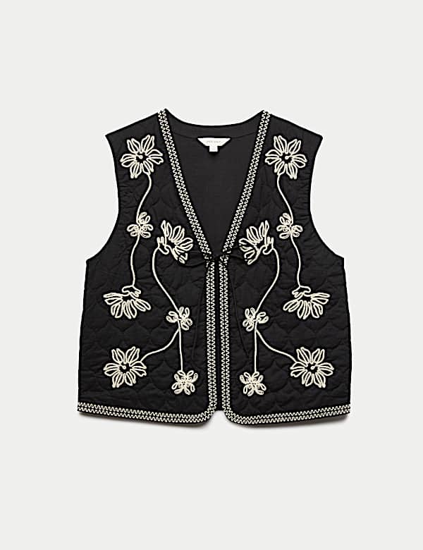 Pure Cotton Embroidered Quilted Gilet - CZ