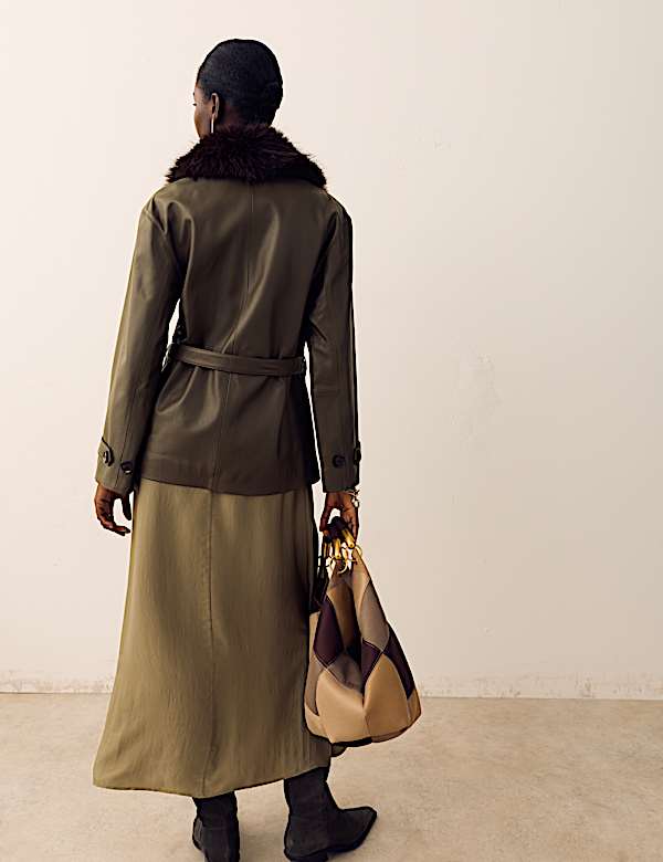 Leather Belted Trench Jacket - UA