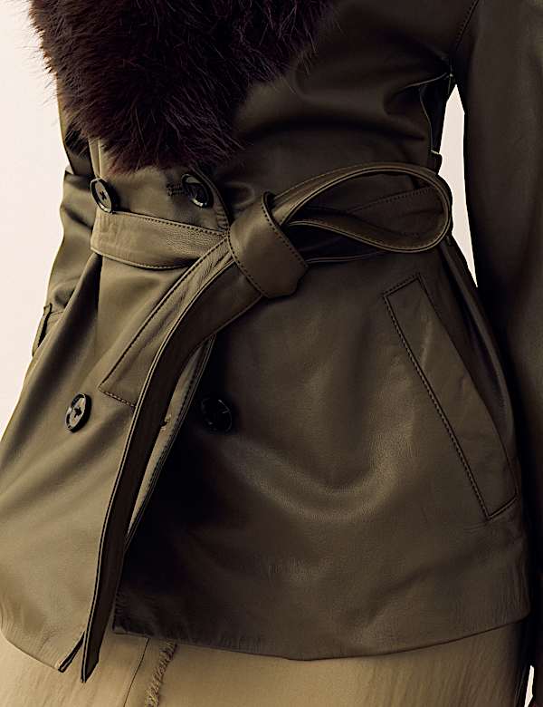 Leather Belted Trench Jacket - UA