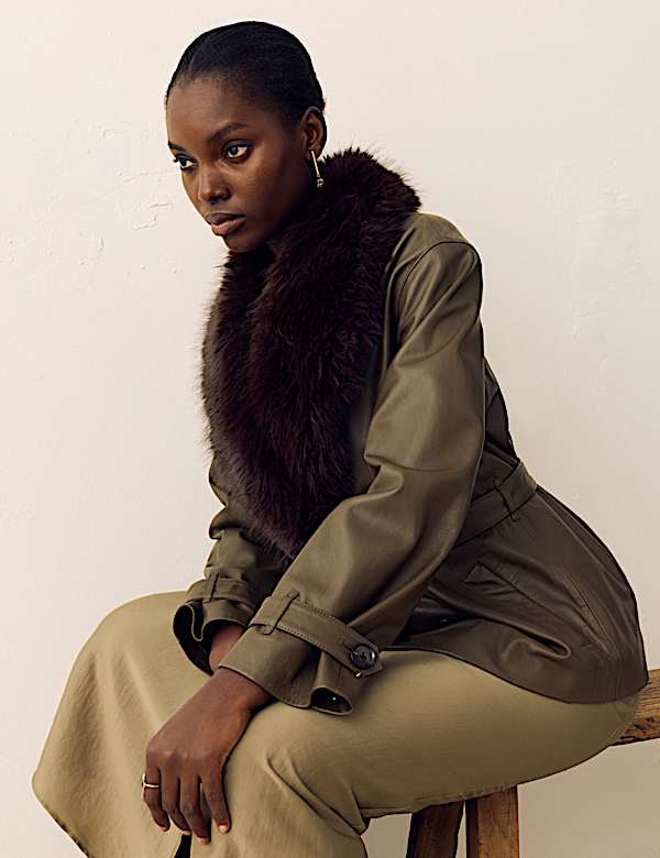 Leather Belted Trench Jacket - UA