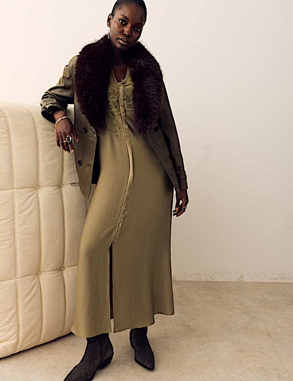 Leather Belted Trench Jacket - UA
