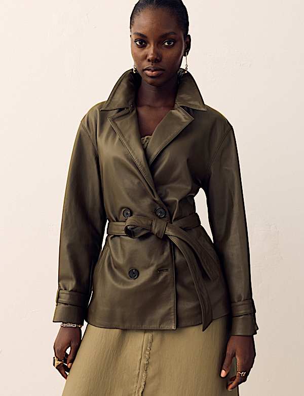 Leather Belted Trench Jacket - UA
