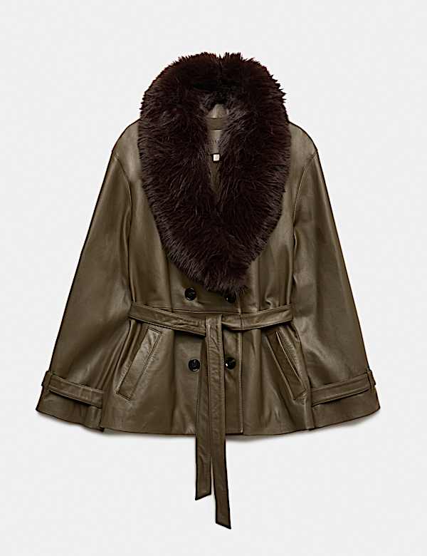 Leather Belted Trench Jacket - UA