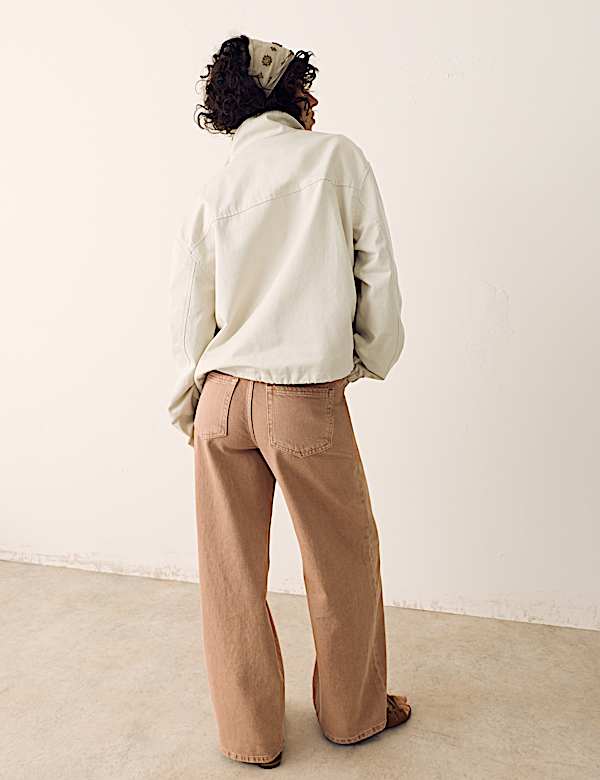 Cotton Blend Twill Cropped Utility Jacket - EE