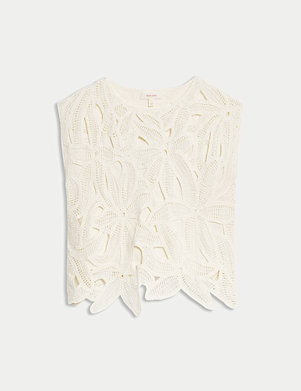 Pointelle Floral Top - ID