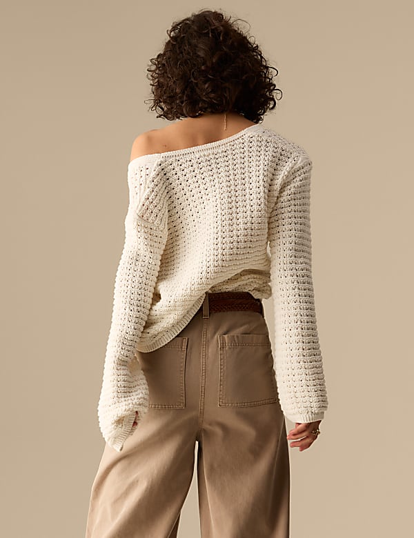 Cotton Blend Knitted V-Neck Cardigan - AU