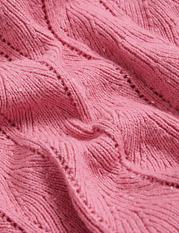 Pointelle Fitted Jumper with Wool