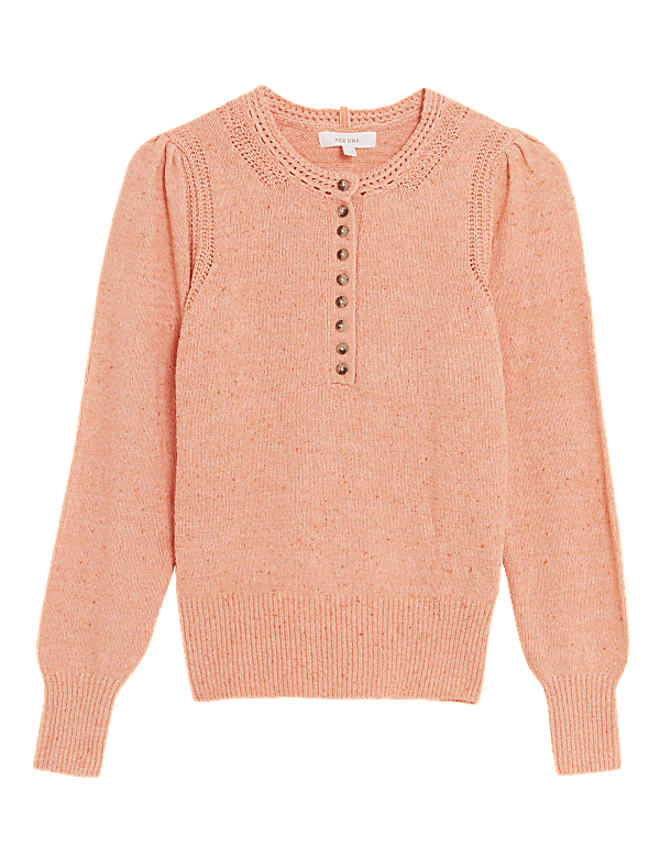 Cotton Rich Textured Button Detail Jumper