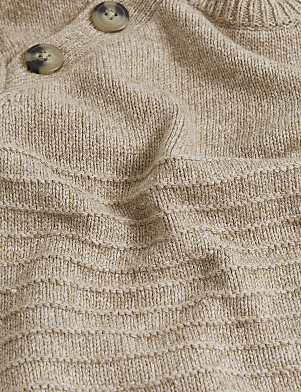 Textured Button Detail Jumper with Wool