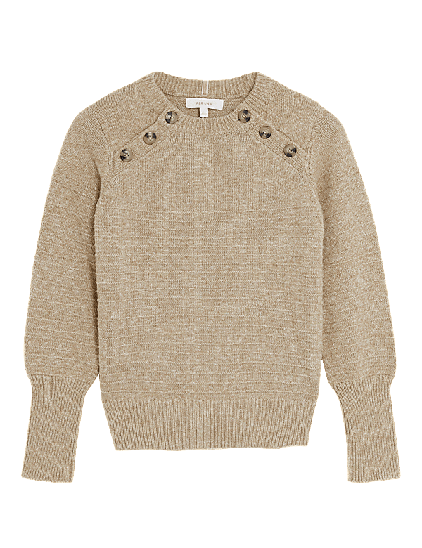 Textured Button Detail Jumper with Wool