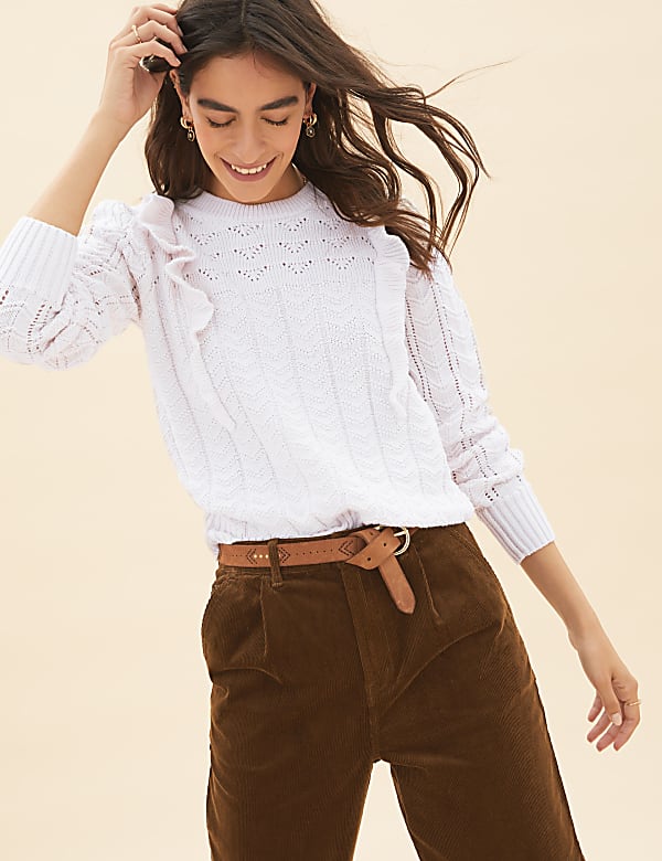 Crew Neck Frill Detail Jumper