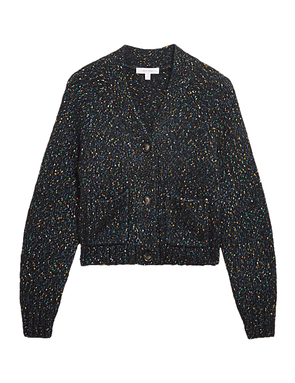 Textured V-Neck Cropped Cardigan