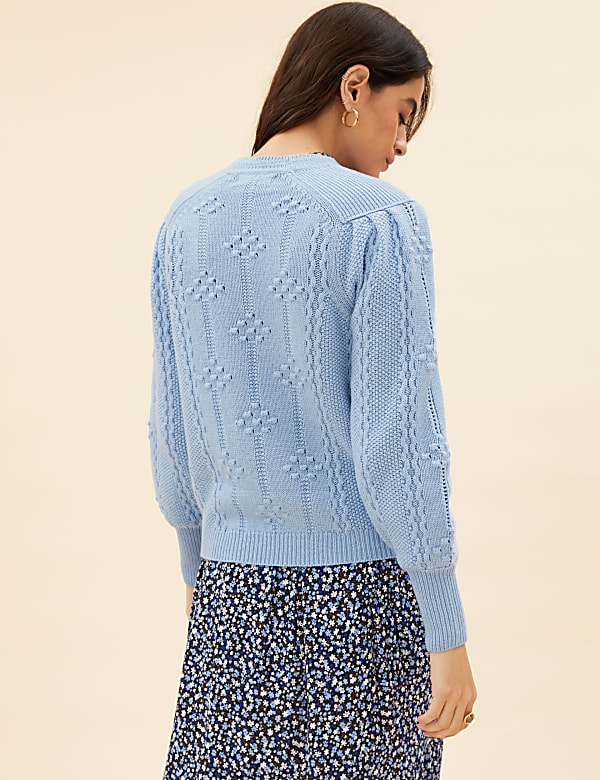 Textured Blouson Sleeve Jumper with Wool