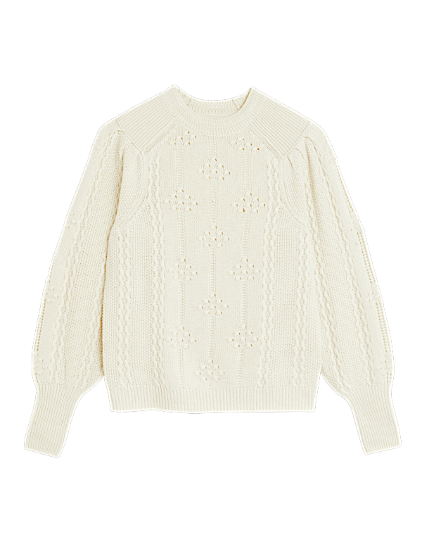 Textured Blouson Sleeve Jumper with Wool
