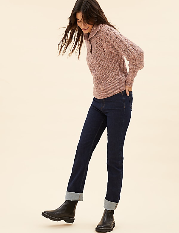 Cable Knit Polo Neck Jumper