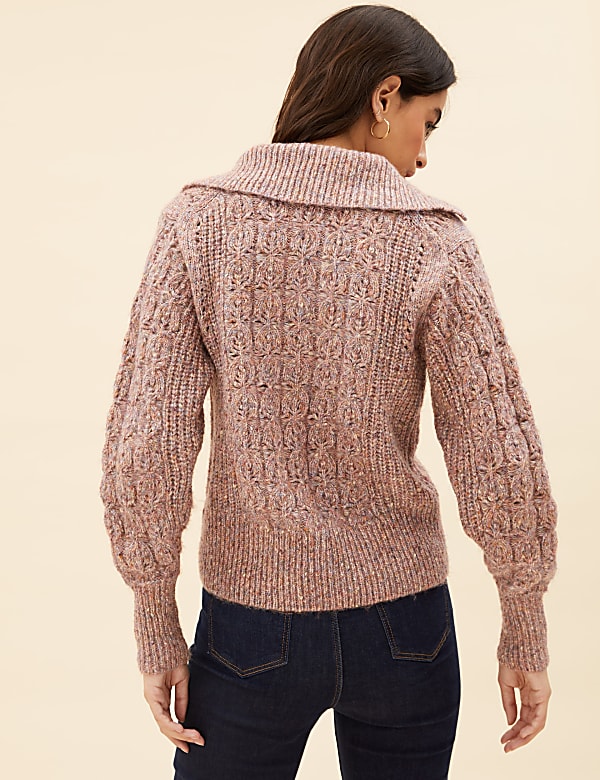 Cable Knit Polo Neck Jumper