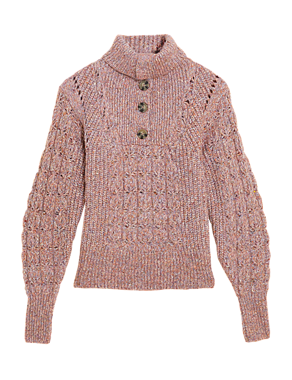 Cable Knit Polo Neck Jumper
