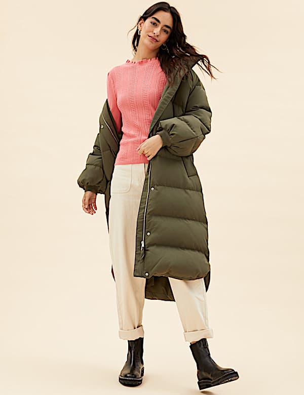 Pointelle Frill Detail Jumper with Wool - BE